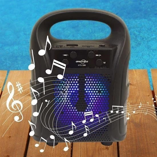 Tutmalı Mini Hoparlör Işıklı Taşınabilir Bluetooth Wireless Radyolu Sd Kart ve USB Girişli Hoparlör - UcuzaGeliyor