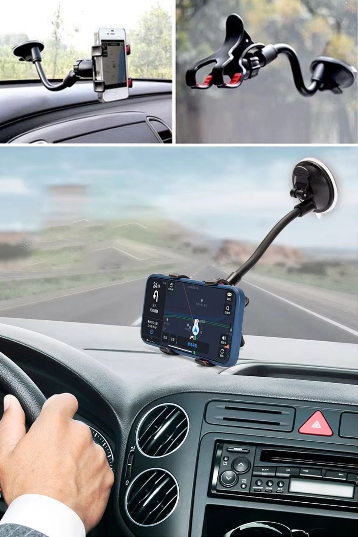 GENEL® Akrobat Cama Sabitlenen Güçlü Vakumlu 360 Derece Dönen Tüm Modellere Uyan Oto Telefon Tutucu - UcuzaGeliyor