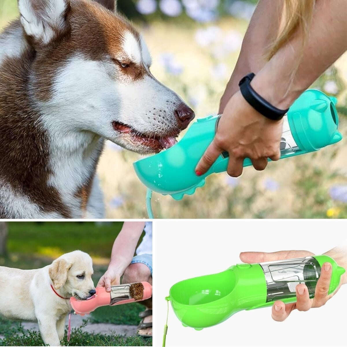 GENEL® Taşınabilir Hazneli Mama Kaplı ,Kaka Poşetli Kedi,Köpek Suluğu-300ml - UcuzaGeliyor