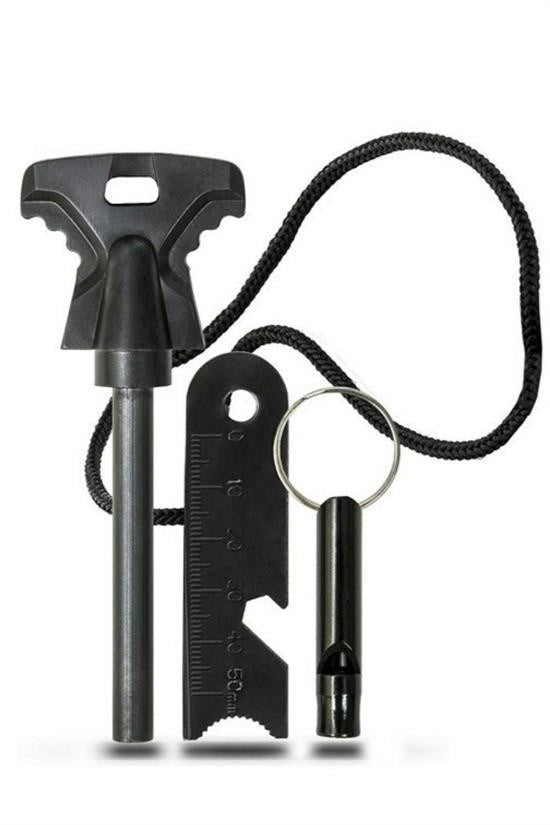 BUFFER® Acil Durum Magnezyum Çubuk Çakmaktaşı Hayatta Kalma Ateş Başlatıcı Çakmak Kiti Düdük Hediyel