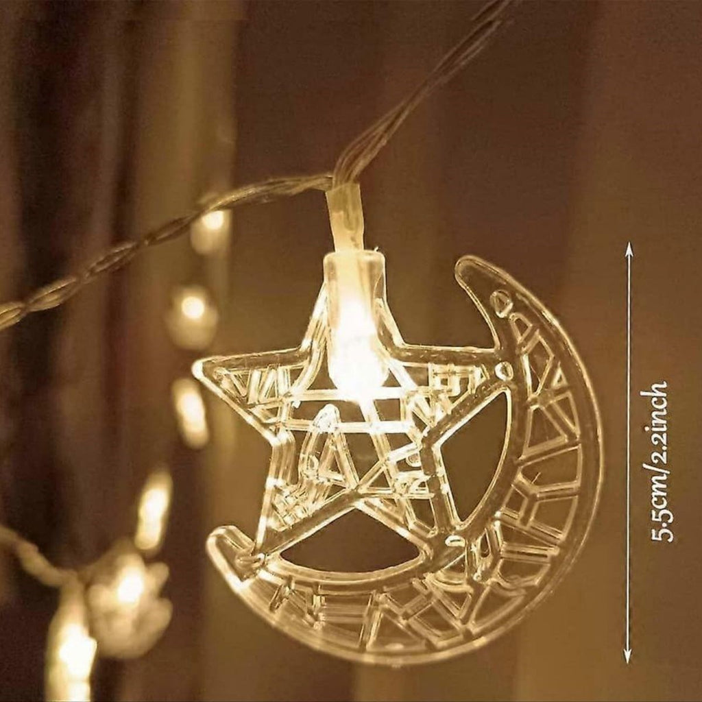 Hilal ve Yıldız Şekilli 3.5 Metre USB LED Işık - 20 LED li Dekoratif Ramazan Dekorasyonu ve Ortam Aydınlatması