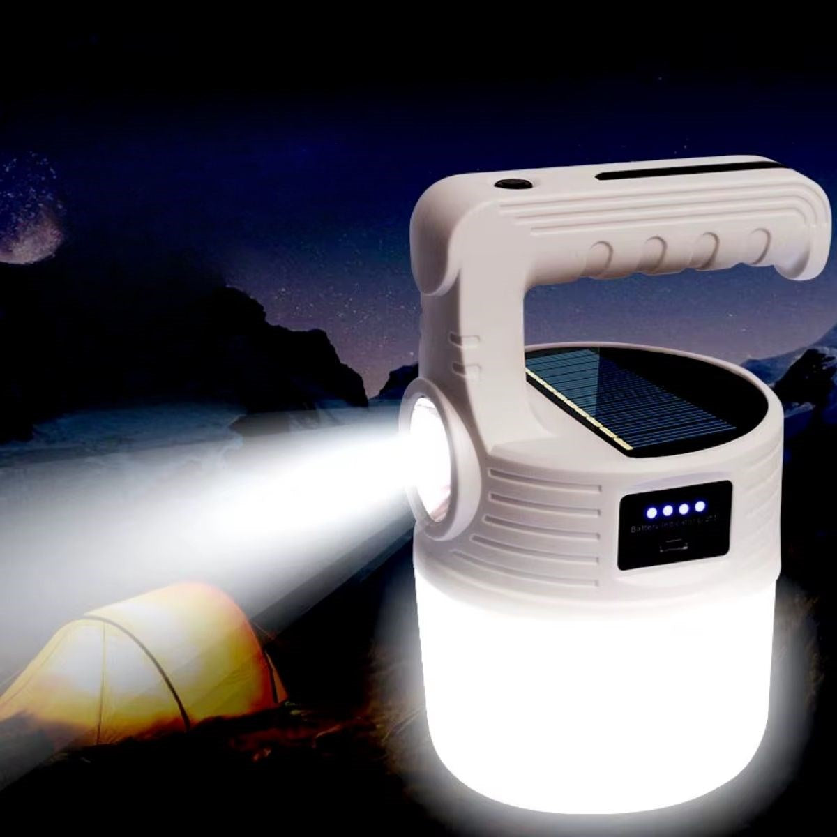 BUFFER® LED Güneş Enerjili Kamp Lambası-2000 Lümen Süper Parlak, 5 Aydınlatma Modlu,USB ile Şarj Edilebilir Dış Mekan,Asılabilir Torch El Feneri - UcuzaGeliyor