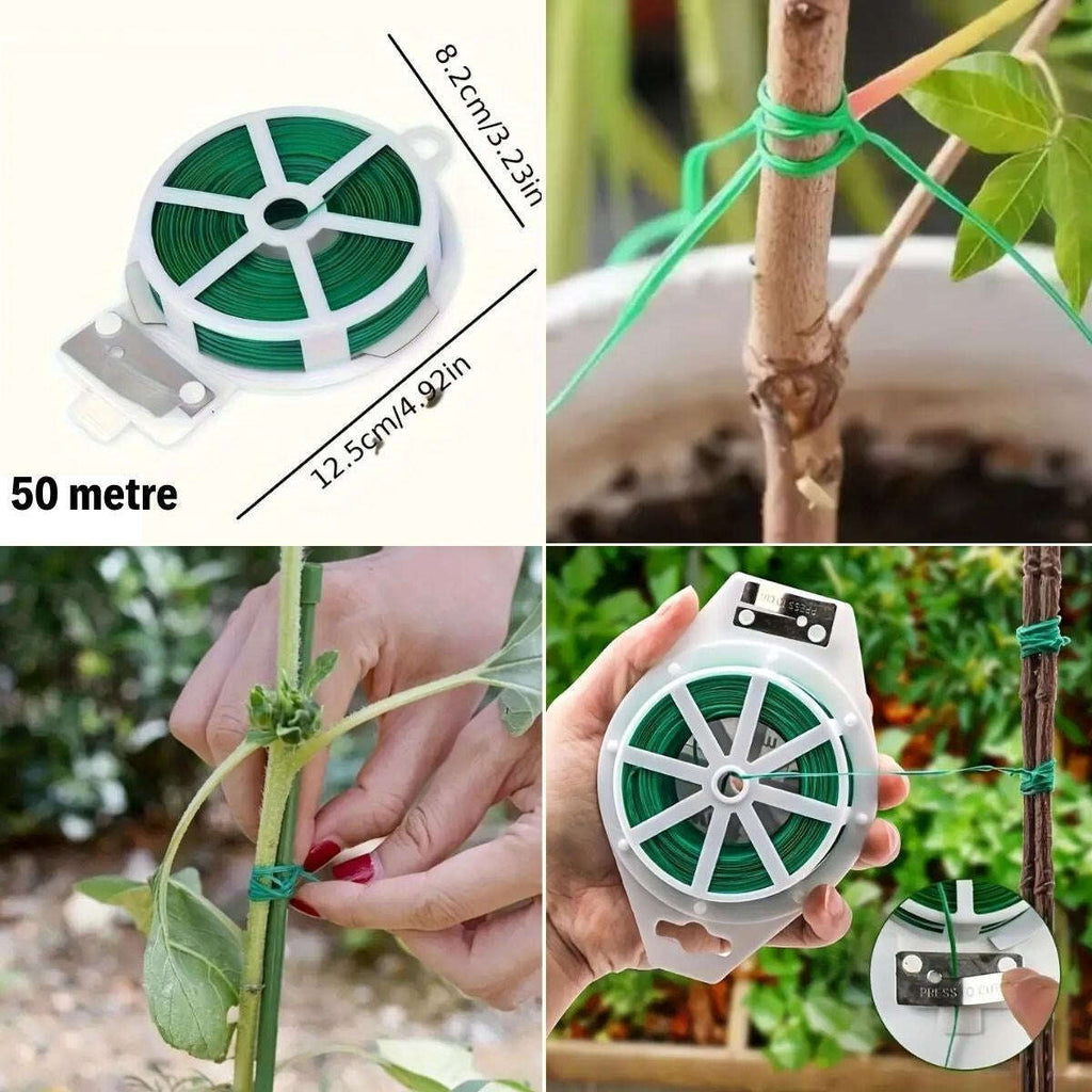 GENEL® 50 Metre Kendiliğinden Kesici Bıçaklı Bitki Saksı Kablo Sabitleme Teli - UcuzaGeliyor