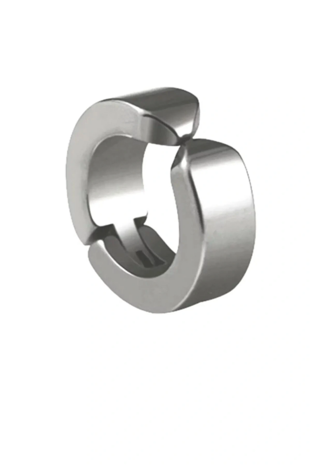 Erkek Küpesi - 1 Adet Çelik Kıstırmalı Küpe Paslanmaz Atmaz Çelik Gümüş Renk Küpe