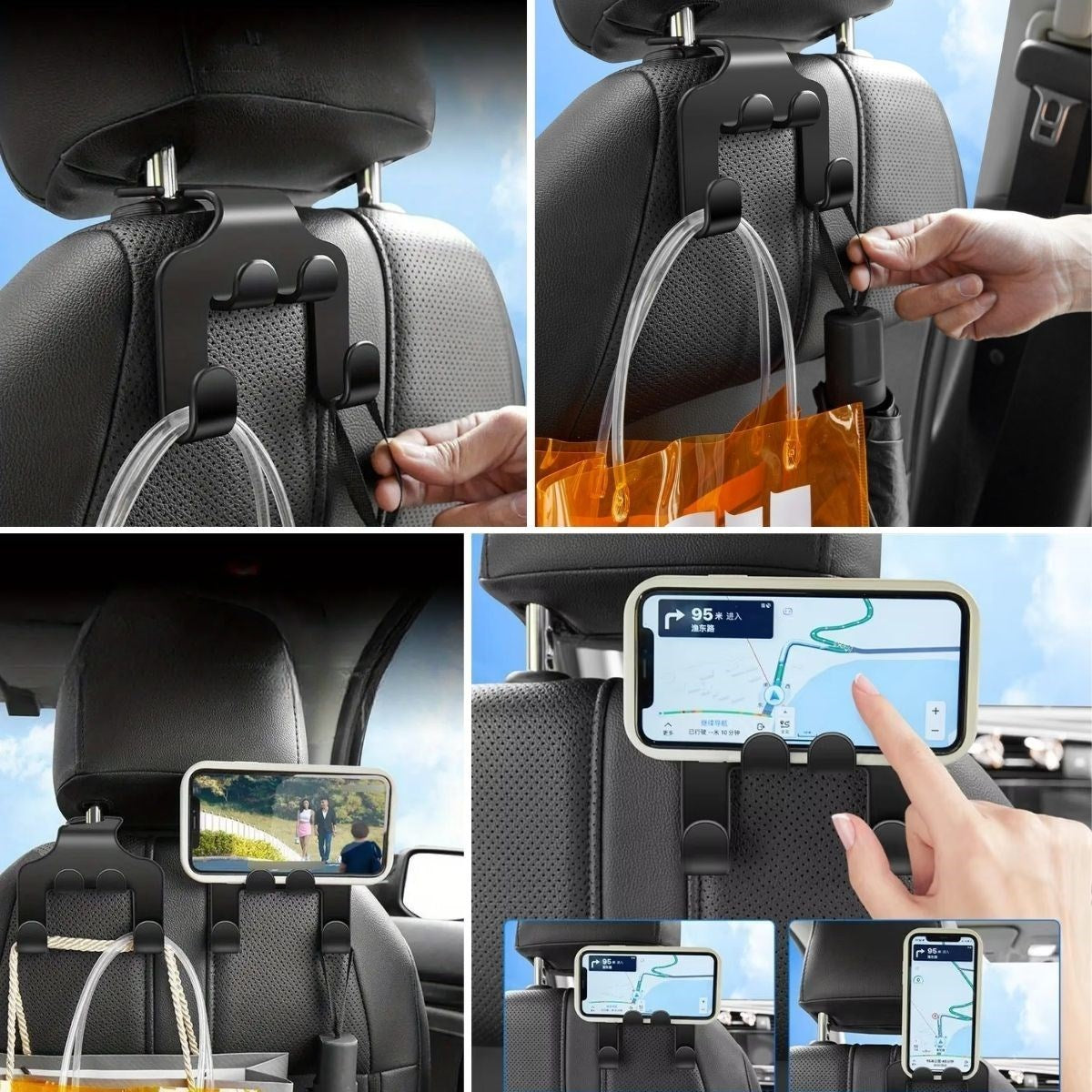 BUFFER® Oto Koltuk Arkası Düzenleyici Organizer Askılıklı Telefon,Tablet Tutucu