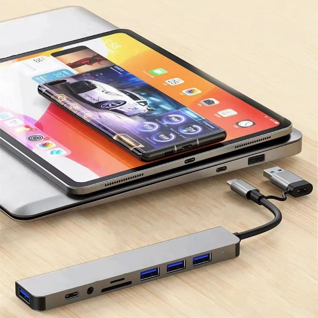 BUFFER® 8 in 1 Usb Çevirici Notebook Macbook Type-C Uyumlu Görüntü Aktarıcı Hub - UcuzaGeliyor