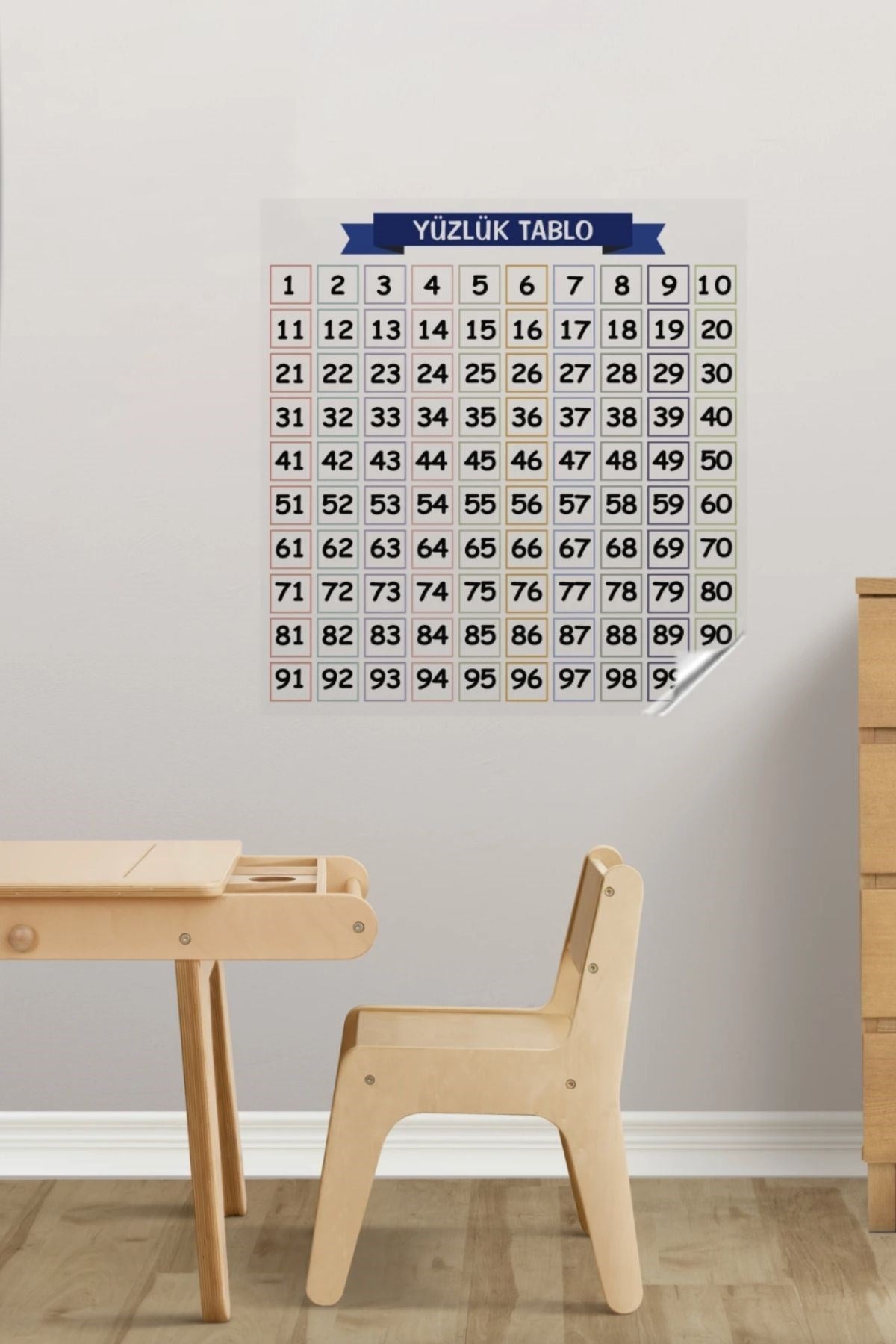 GENEL® Matematik Öğreten Yüzlük Tablo Duvarda İz Bırakmaz Akıllı Kağıt Yapışkansız Statik  60x60 cm - UcuzaGeliyor