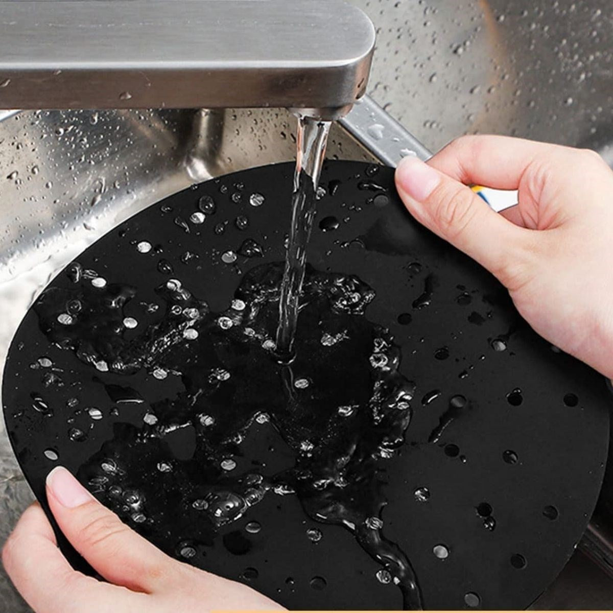 GENEL® Siyah Isıya Dayanıklı Yıkanılabilir Silikon Fırın Ve Airfryer Yuvarlak Model Pişirme Matı 23 Cm - UcuzaGeliyor