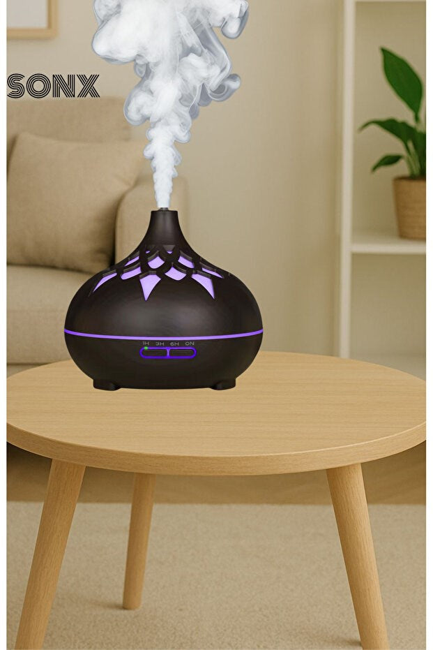 sonx Aroma Difüzör Gece Işığı 7 Led DESENLİ Nemlendirici Kumandalı Buhar Makinesi 550 ml