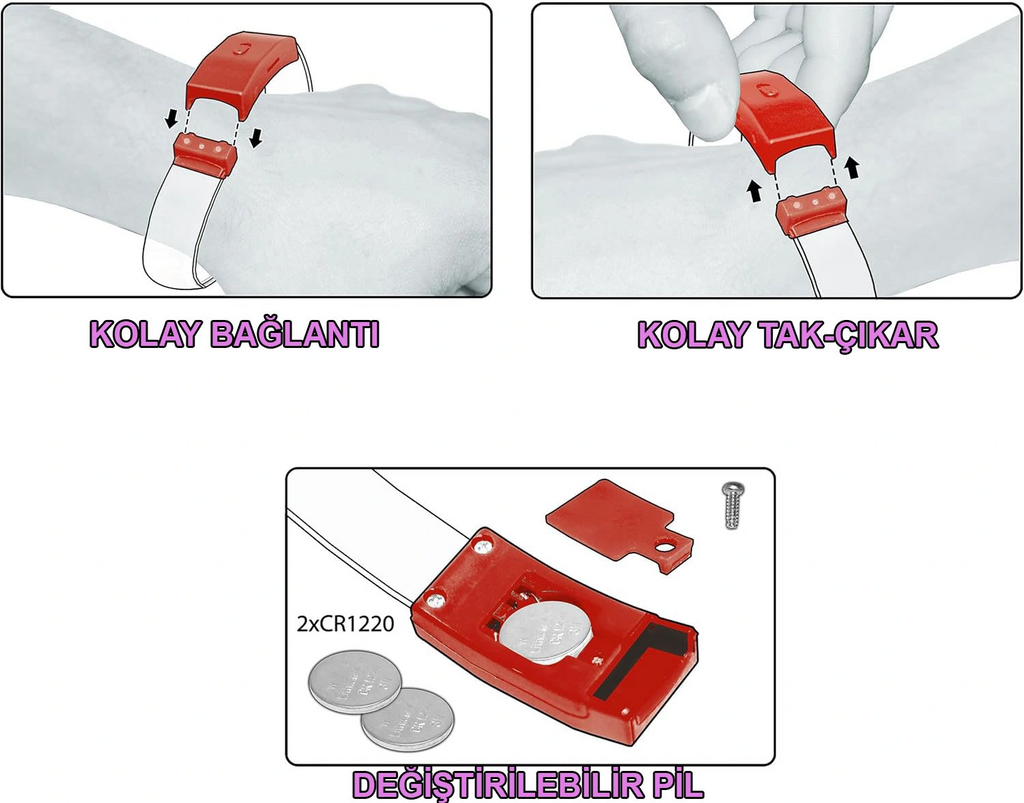 Festival & Parti Led Bileklik Baskı Yapılabilir 3 Farklı Mod Işıklı 1 Adet