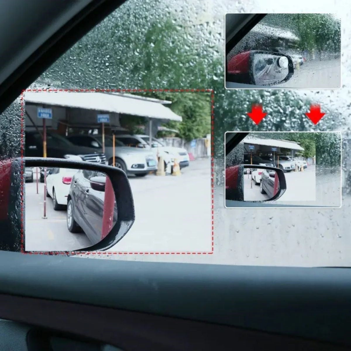 ucuzageliyor® 4 Parça Yan Aynalar ve Yan Camlar İçin Araç Ayna Yağmur Kaydırıcı ve Cam Buğu Önleyici Film Seti