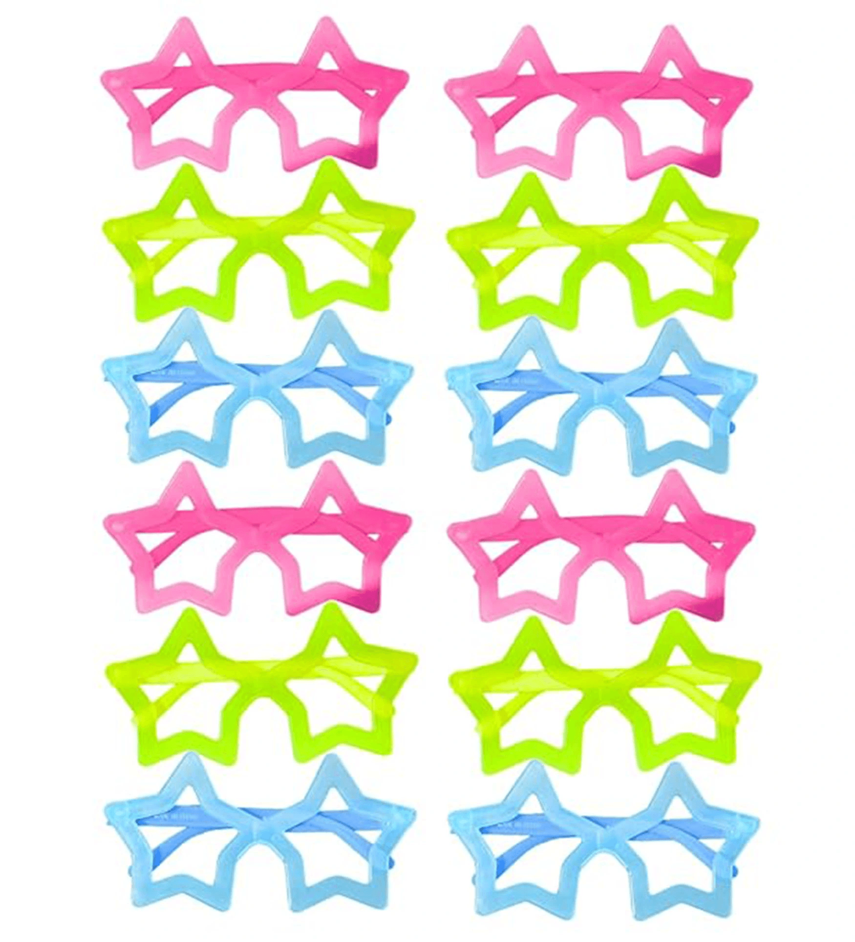 Fosforlu Yıldız Model Glow Parti Gözlüğü Karanlıkta Yanan Gözlükler 12 Adet