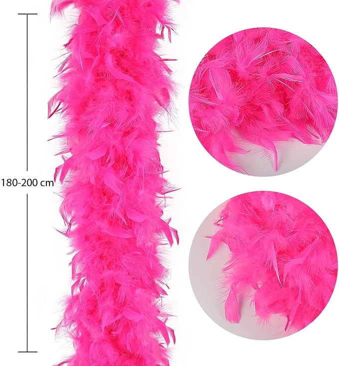 Fuşya Renk Kabarık Kalın Otriş Boa Tüy 6 Cm Genişlik 180-200 Cm Uzunluk