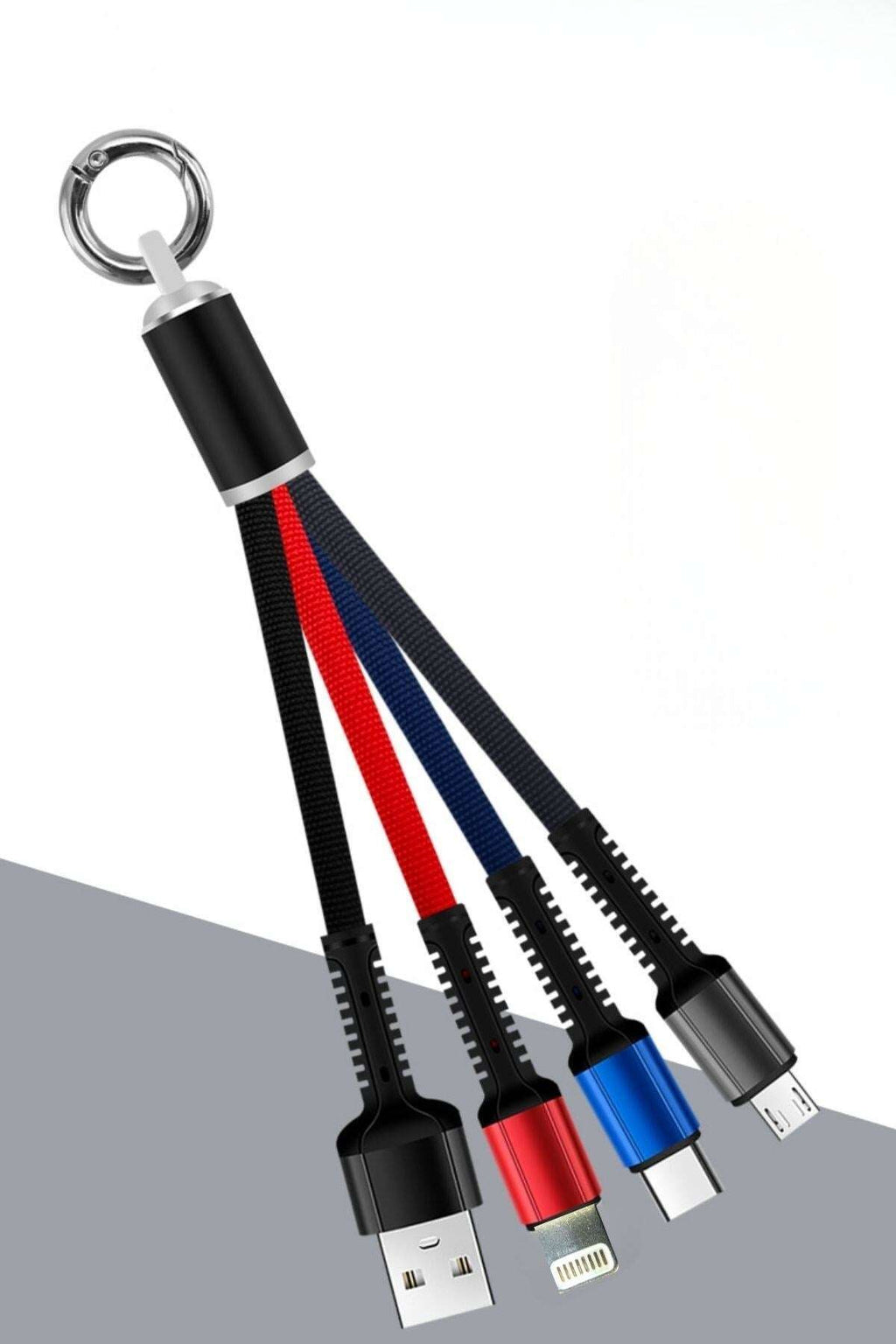 GENEL® Işıklı Anahtarlık Model 3 in 1 USB Çıkışlı MİKRO,TYPE-C ve İphone Uyumlu Şarj Kablosu - UcuzaGeliyor