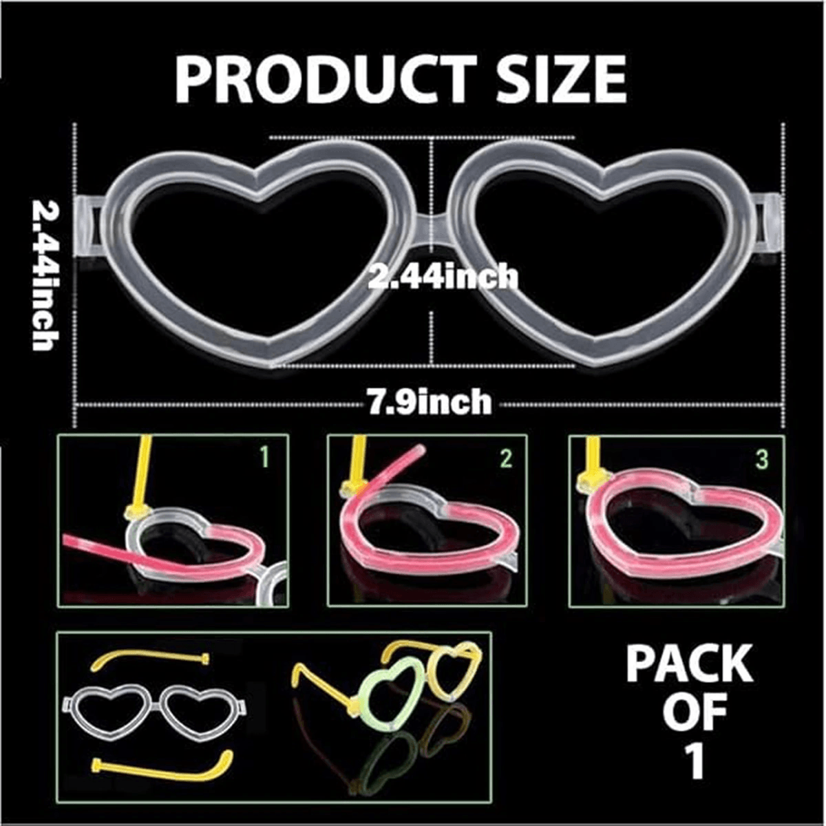 Glow Kalpli Fosforlu Gözlük 6 lı Renkli Set - Neon Parti