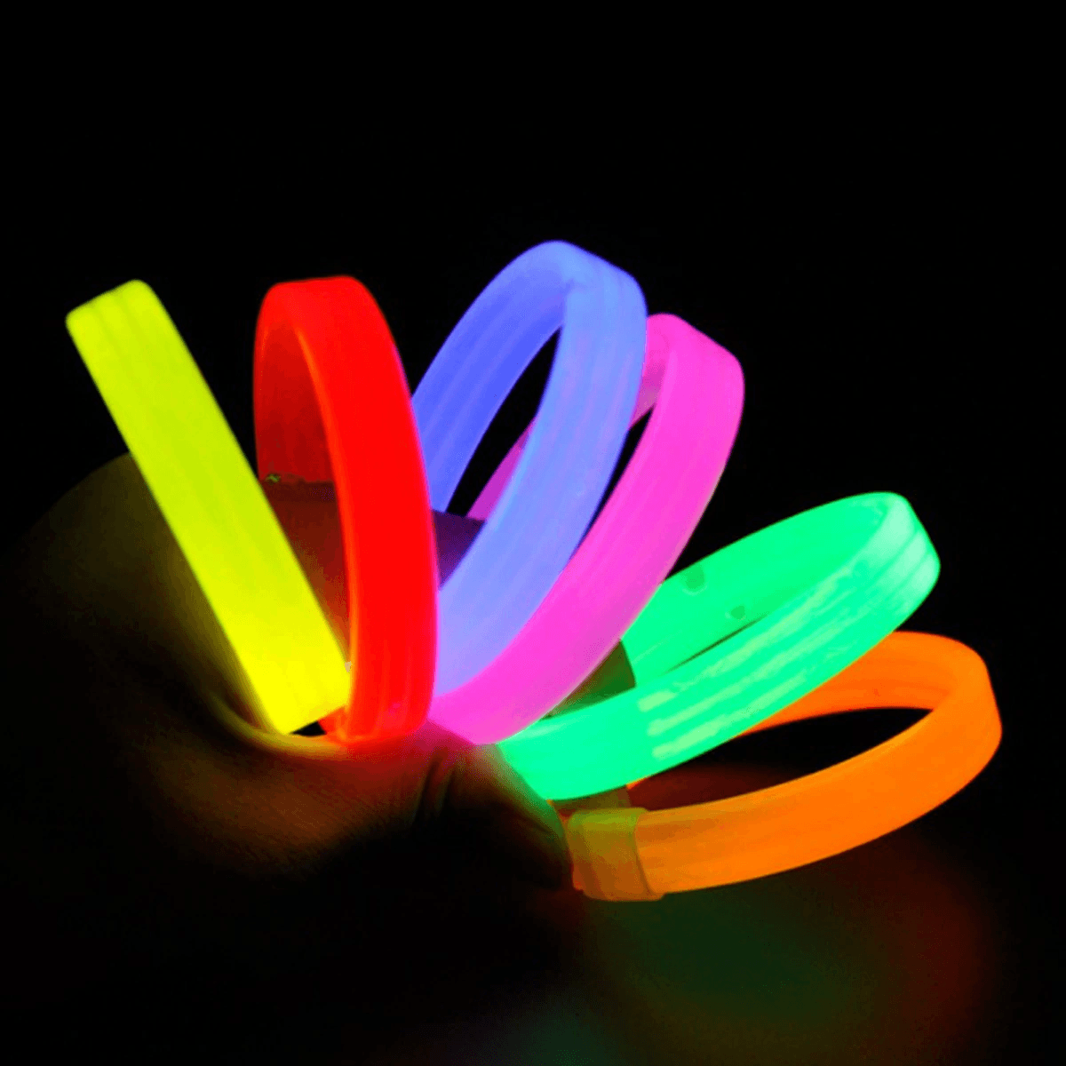 Glow Partisi Fosforlu Ekstra Kalın Bileklik 6 Renk 6 lı Set - Baskı Yapılabilir