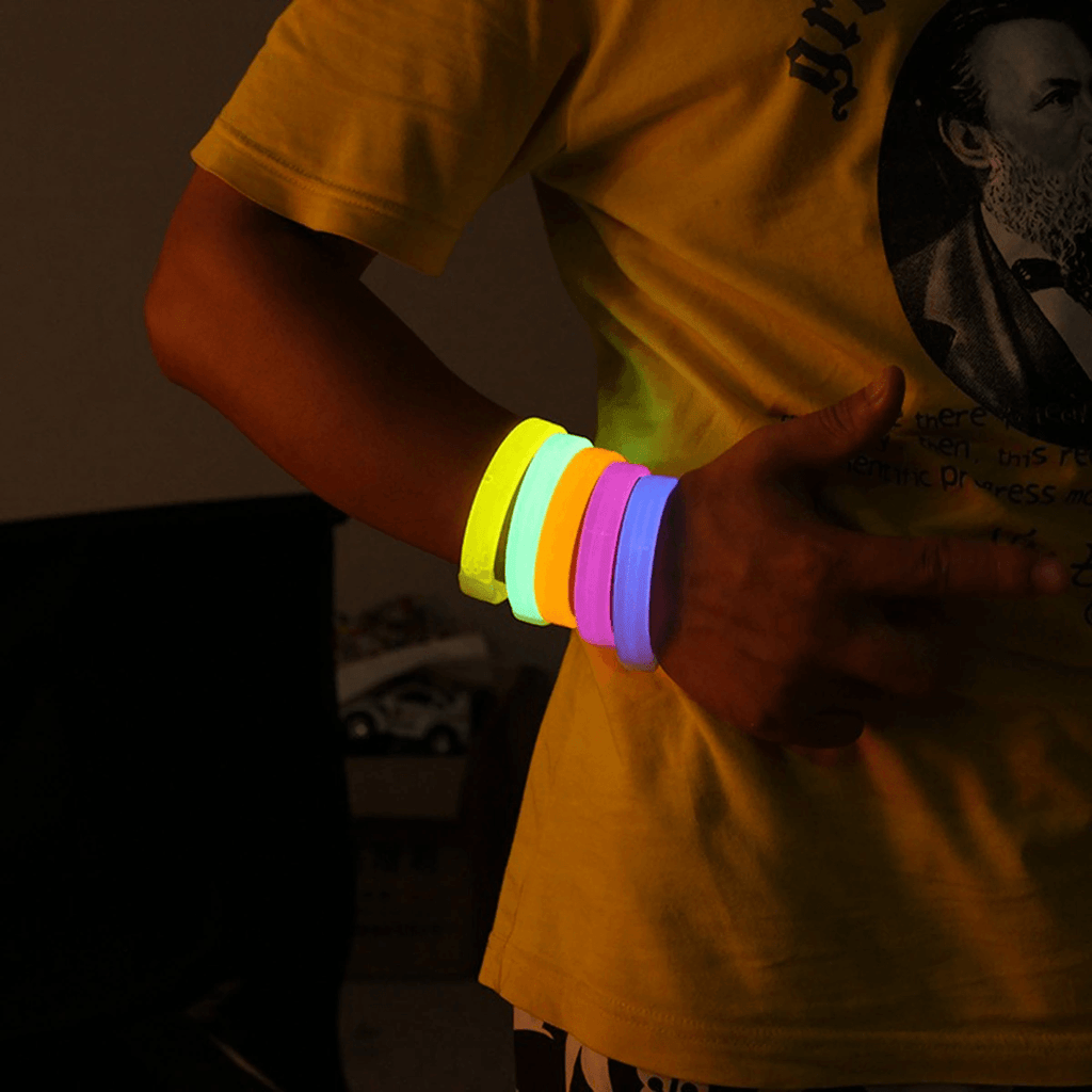 Glow Partisi Fosforlu Ekstra Kalın Bileklik 6 Renk 6 lı Set - Baskı Yapılabilir