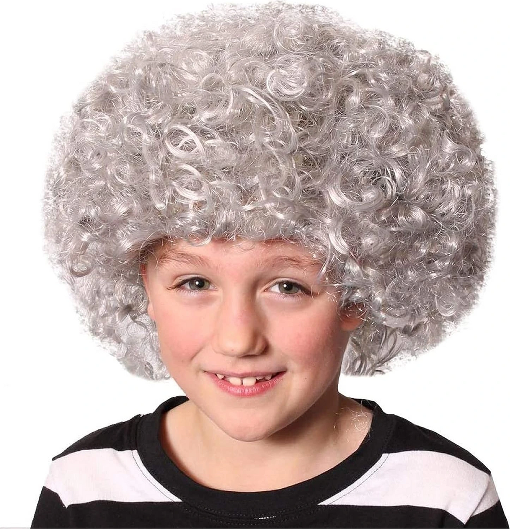 Gri Renk Kabarık Bonus Peruk Afro Takma Saç