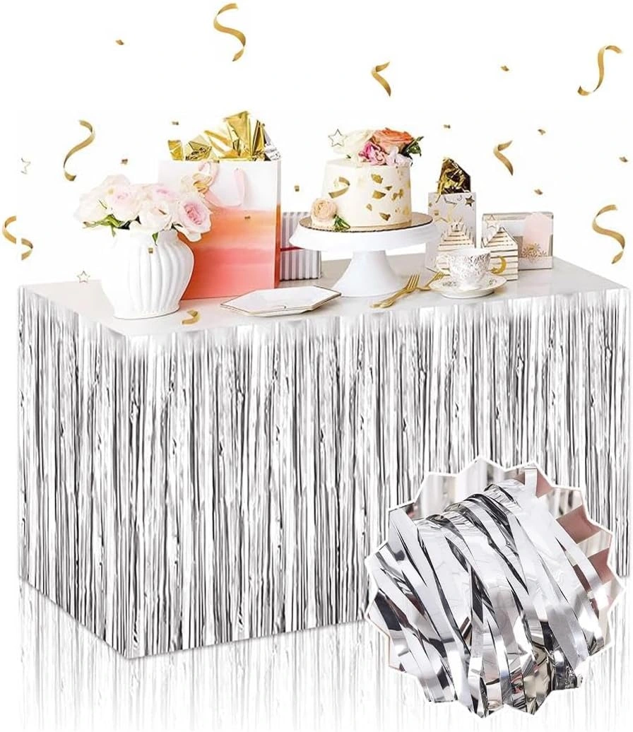Gümüş Metalize Masa Eteği 275x75 Cm - Kendinden Yapışkanlı