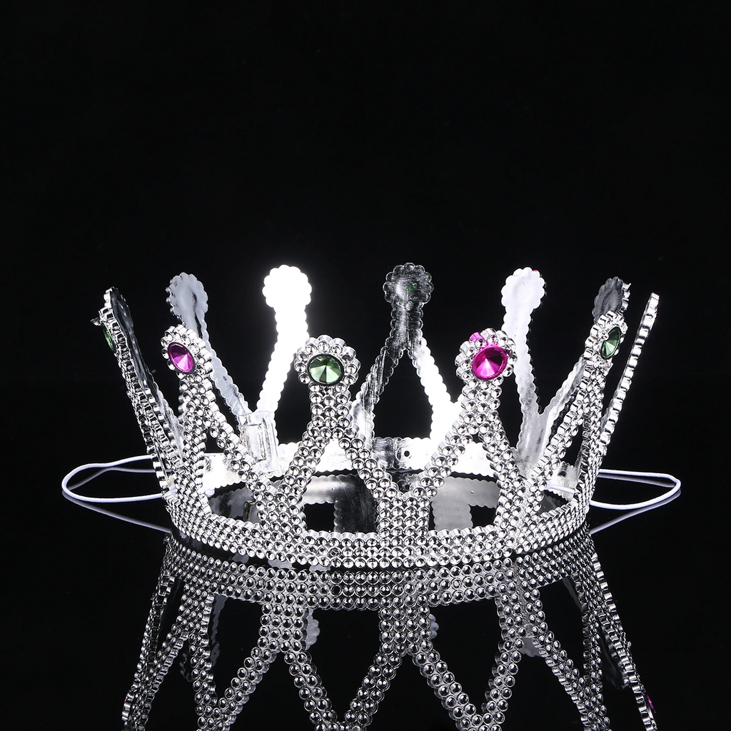 Gümüş Renk Çocuk Ve Yetişkin Uyumlu Kraliçe Tacı Prenses Tacı 8x25 Cm