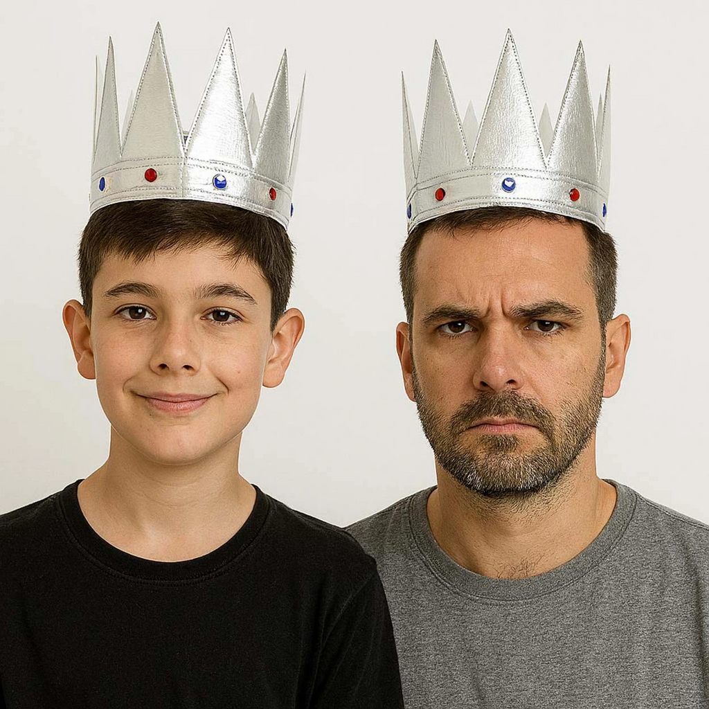 Gümüş Renk Eva Yumuşak Kral Kraliyet Tacı Yetişkin Çocuk Uyumlu 55 Cm