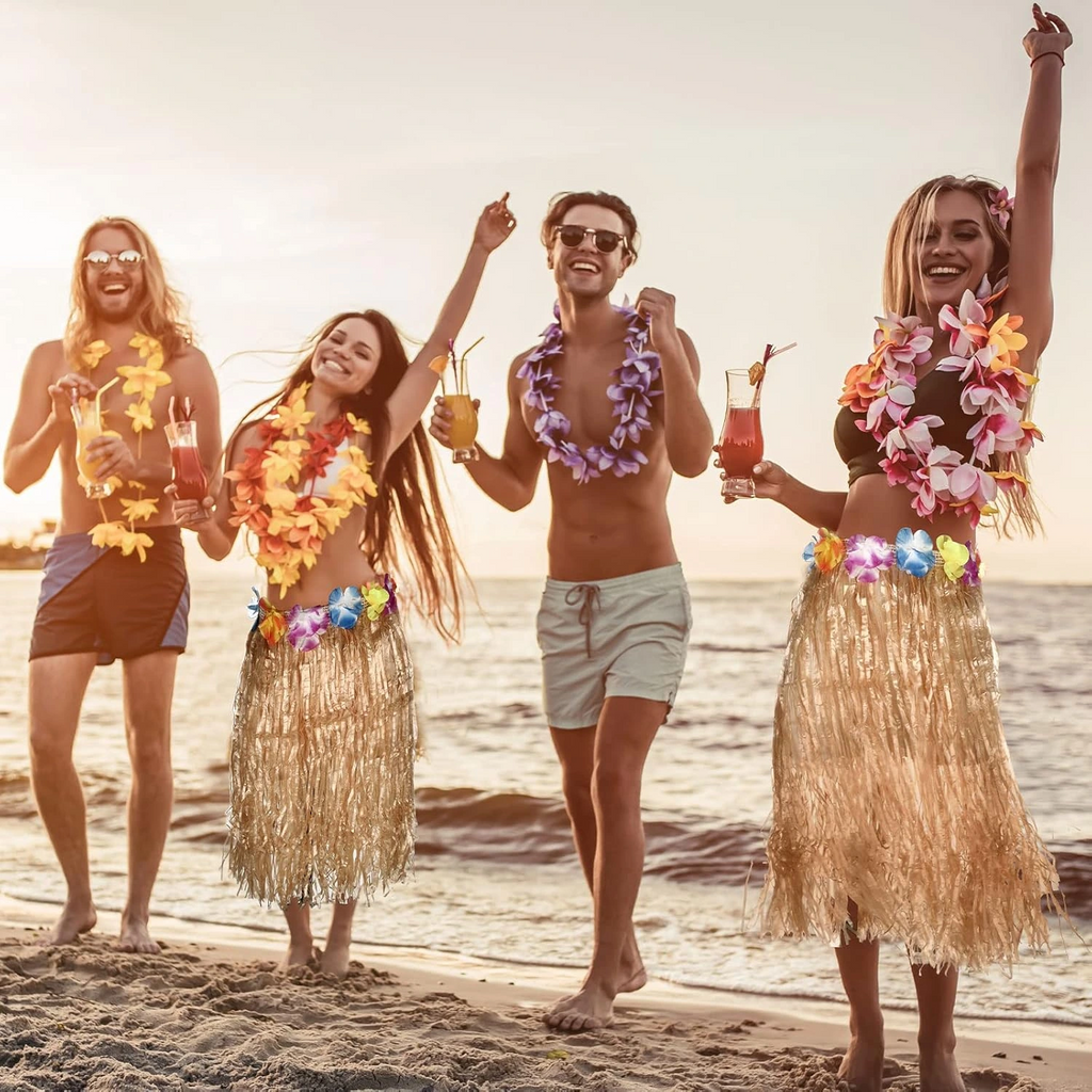 Hawaii Tarzı Hula Eteği - 60 Cm Hasır Naturel Etek