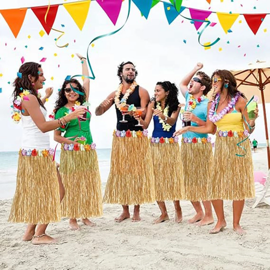 Hawaii Tarzı Hula Eteği - 60 Cm Hasır Naturel Etek