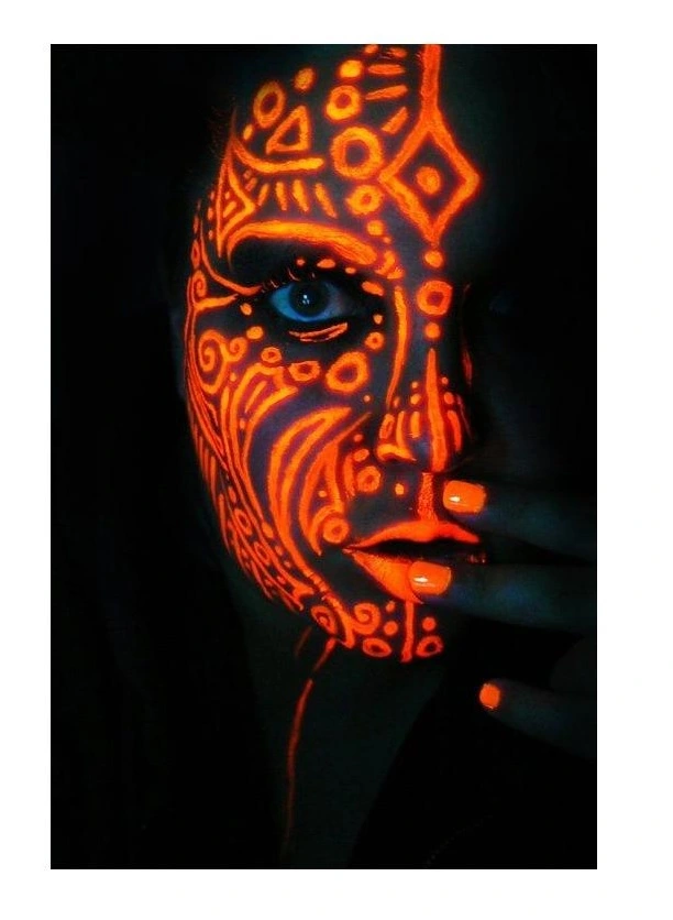 Karanlıkta Parlayan Fosforlu Neonlu Glow Parti Yüz Boyası Vücut Kremi Turuncu Renk