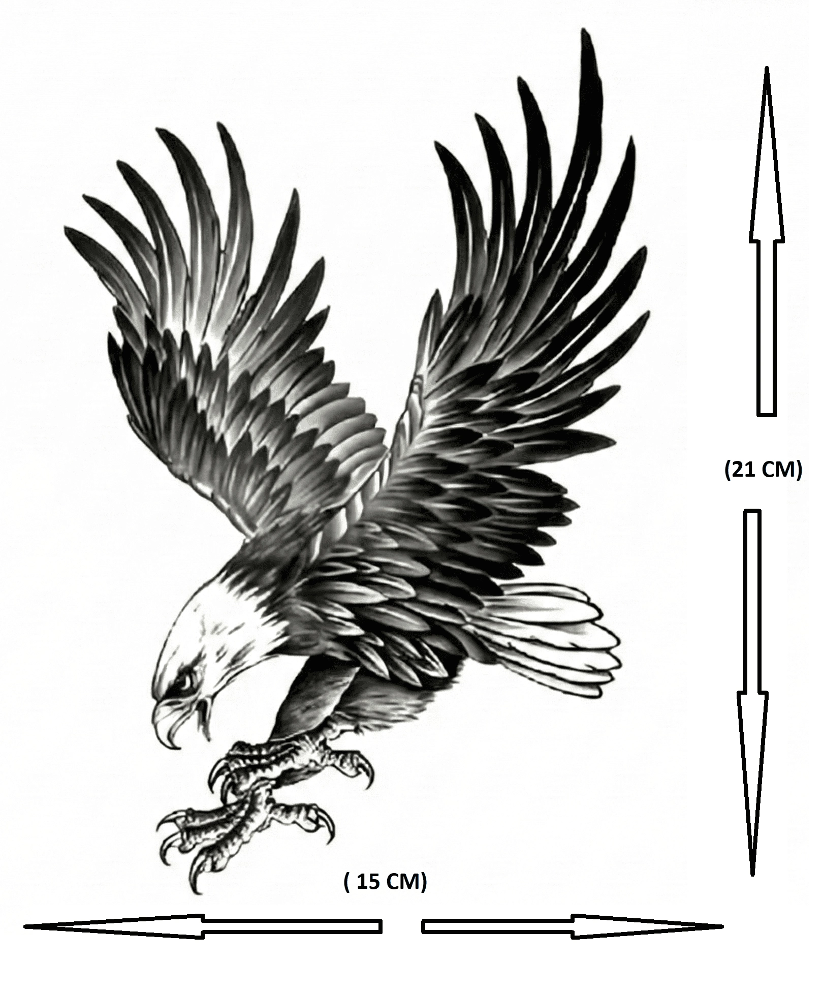 Kartal Geçici Dövme Şablonu Büyük Boy