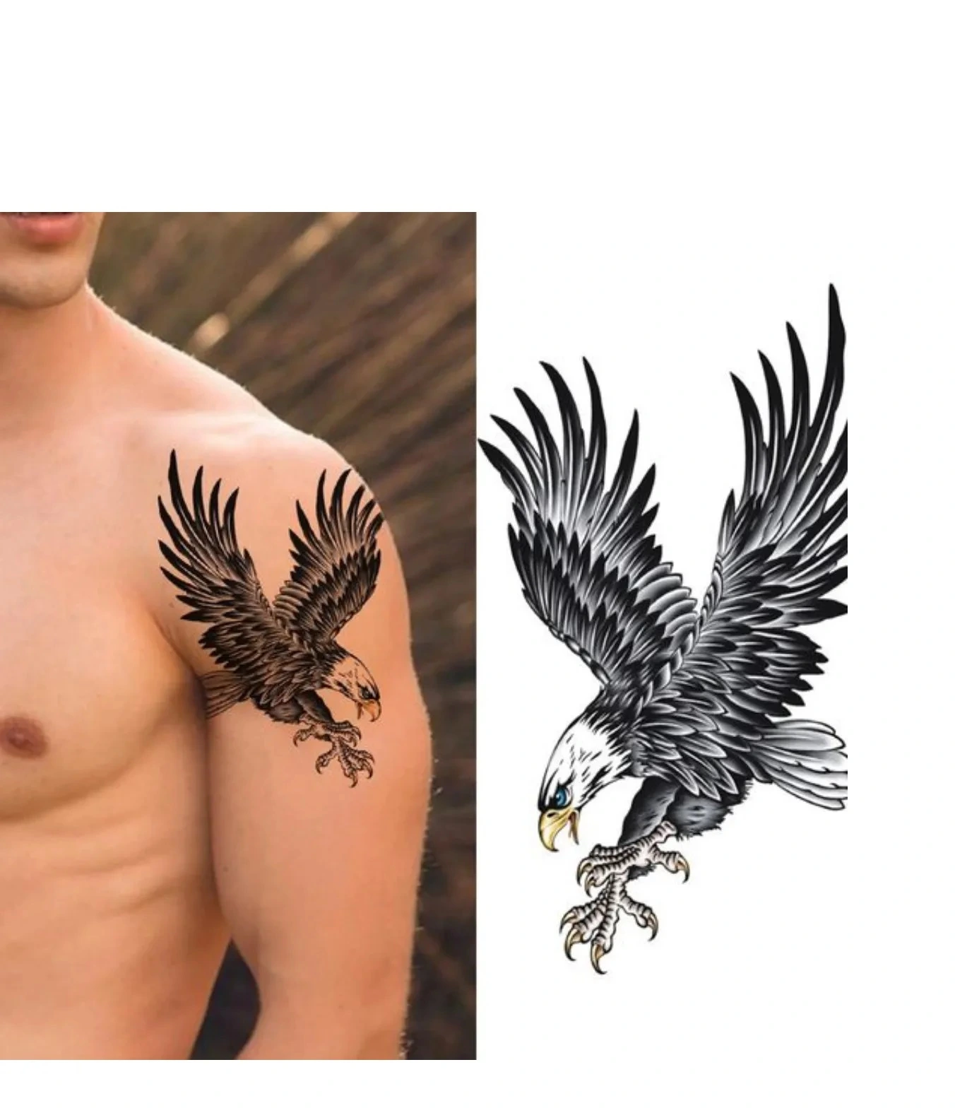 Kartal Geçici Dövme Şablonu - Ff037