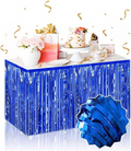 Kendinden Yapışkanlı Mavi Metalize Püsküllü Masa Eteği - 75 X 275 Cm Parti Süslemesi