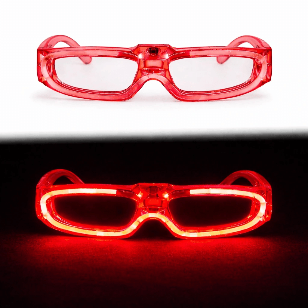 Kırmızı Led Işıklı Parti Gözlüğü 3 Modlu - Glow & Gece Eğlence Gözlüğü