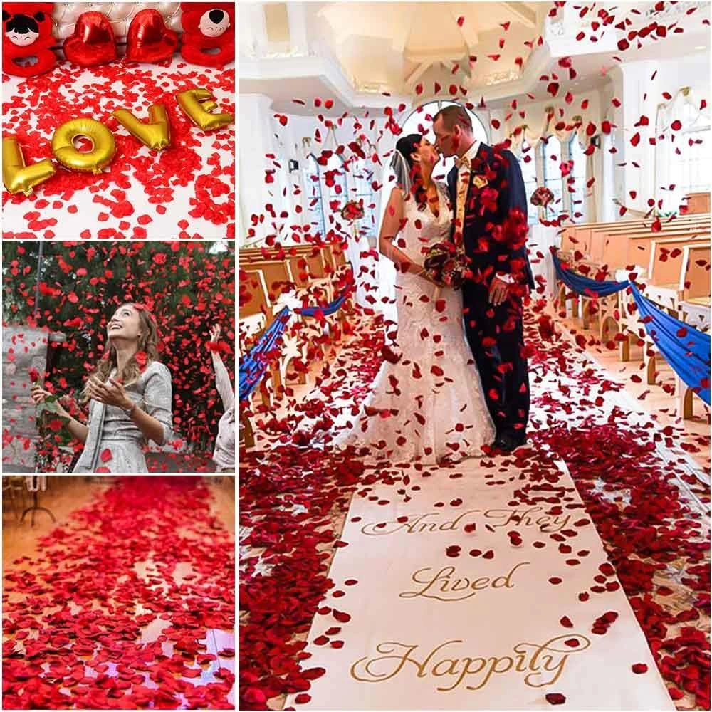 Kırmızı Renk Gül Yaprağı Şekilli Konfeti - 10 Paket 1000 Adet