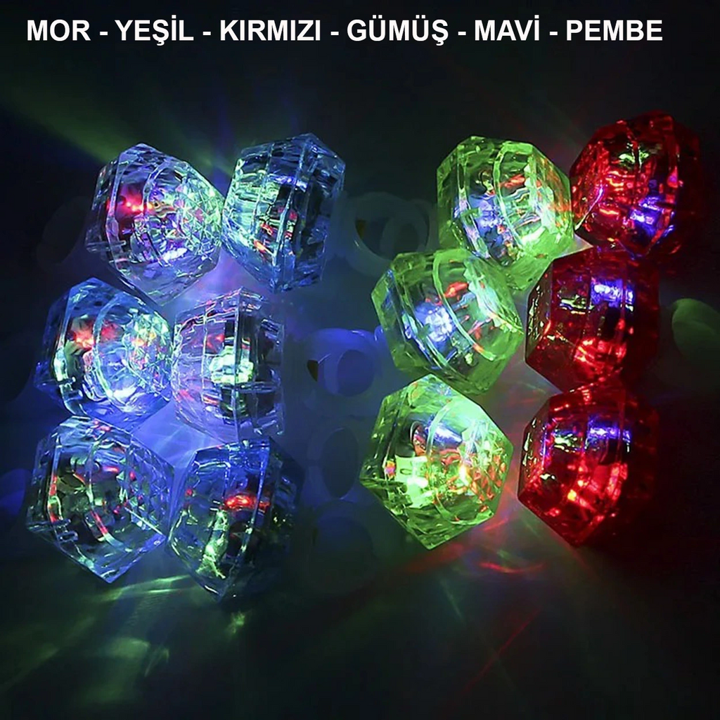 Kristal Led Parti Yüzük Seti (6'lı)