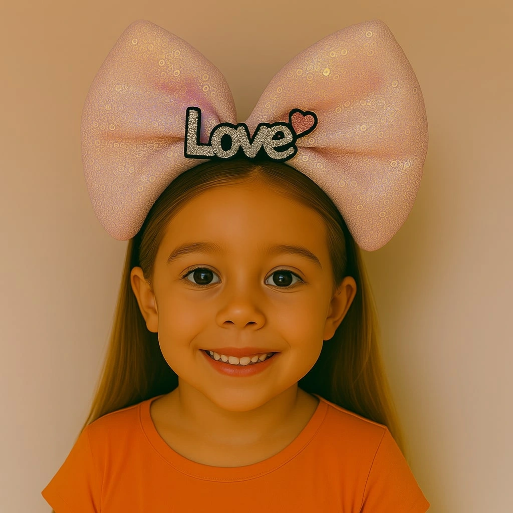 Led Işıklı Love Yazılı Pembe Fiyonk Taç - Kız Çocuk Parti Tacı