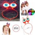 Led Işıklı & Pilli 3 Farklı Modda Yanan Uzaylı Göz Parti Tacı Kırmızı Renk 18x12 Cm