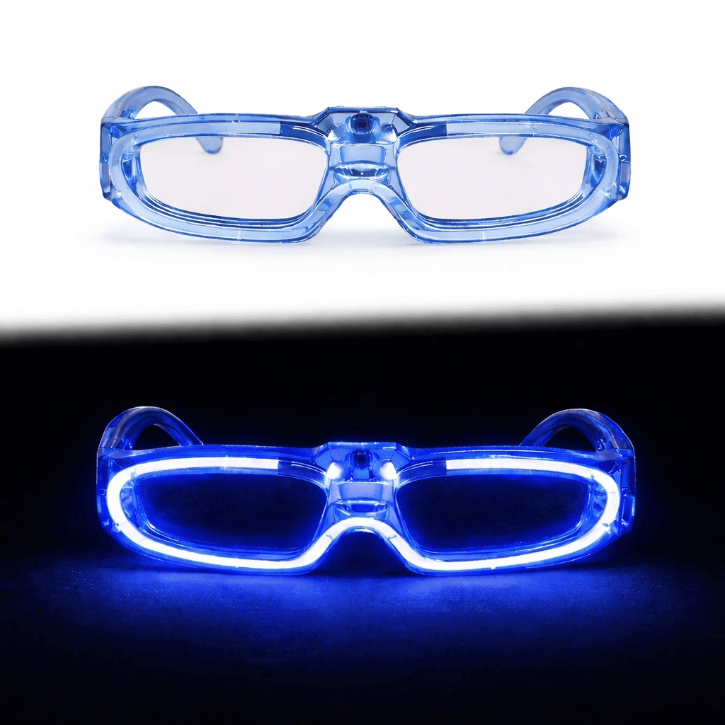 Mavi Led Işıklı Parti Gözlüğü 3 Modlu - Glow & Gece Eğlence Gözlüğü