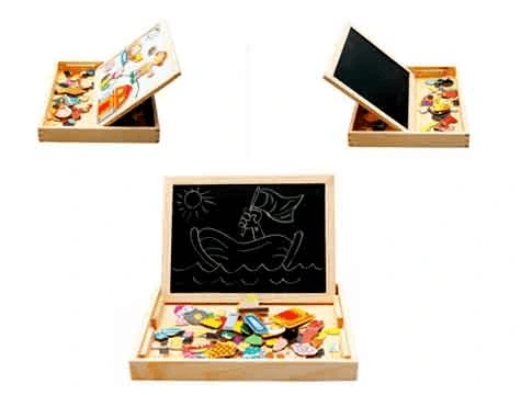 Mıknatıslı Çift Taraflı Ahşap Yazı Tahtası Seti