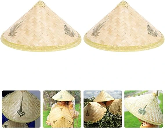 Naturel Renk Cambodia Kamboçyalı Vietnam Şapkası Pvc Hasır