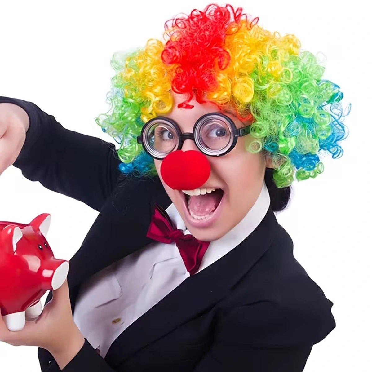 Palyaço Kostüm Aksesuar Seti 3 lü - Peruk Burun Gözlük