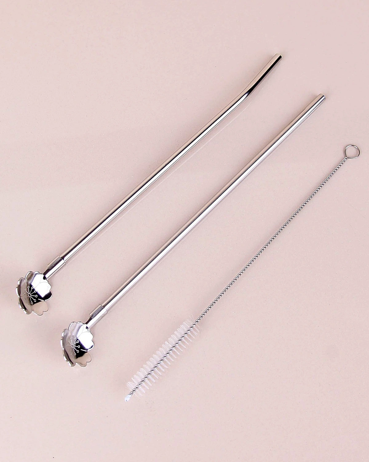 Paslanmaz Metal 2 Li Kaşıklı Pipet Fırça Seti