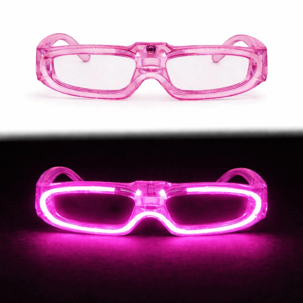 Pembe Led Işıklı Parti Gözlüğü 3 Modlu - Glow & Gece Eğlence Gözlüğü