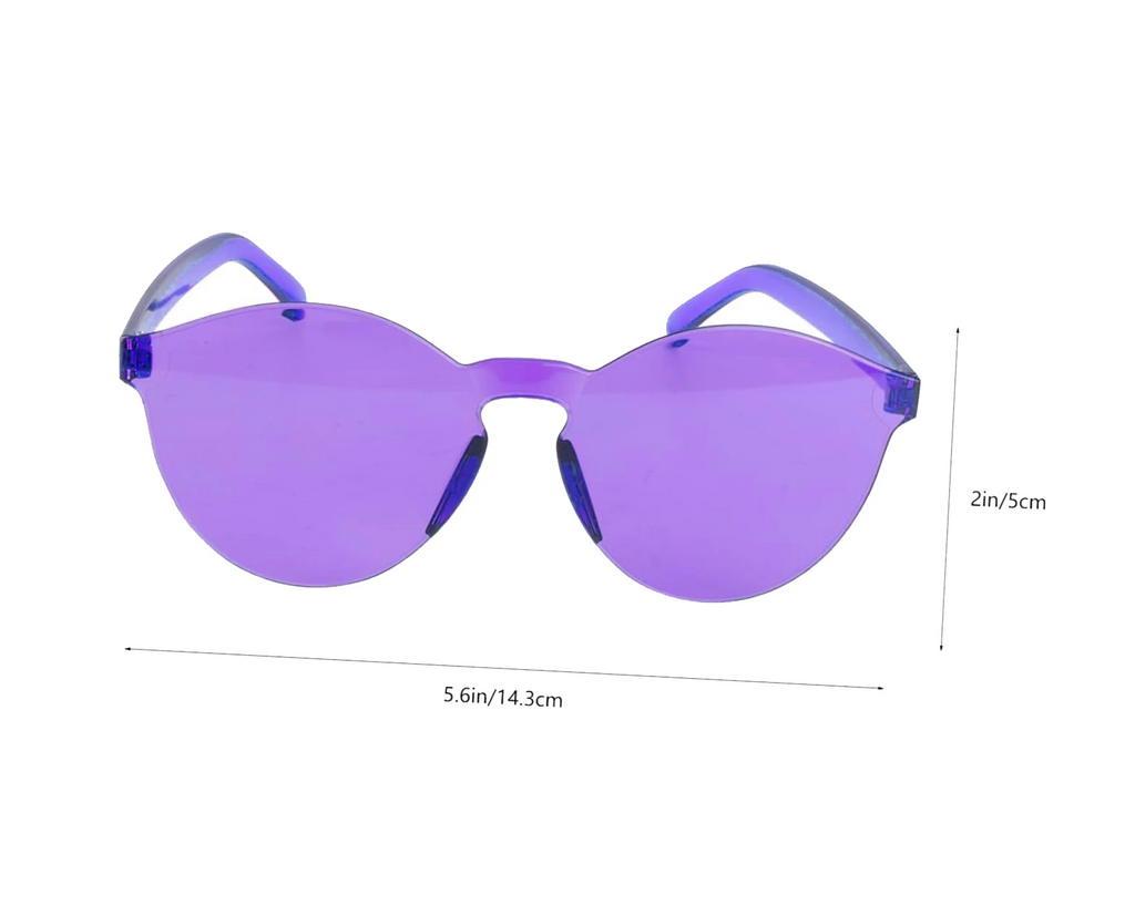 Sert Mika Oval Şekilli Çerçevesiz Mor Gözlük Retro Parti 5x14 Cm