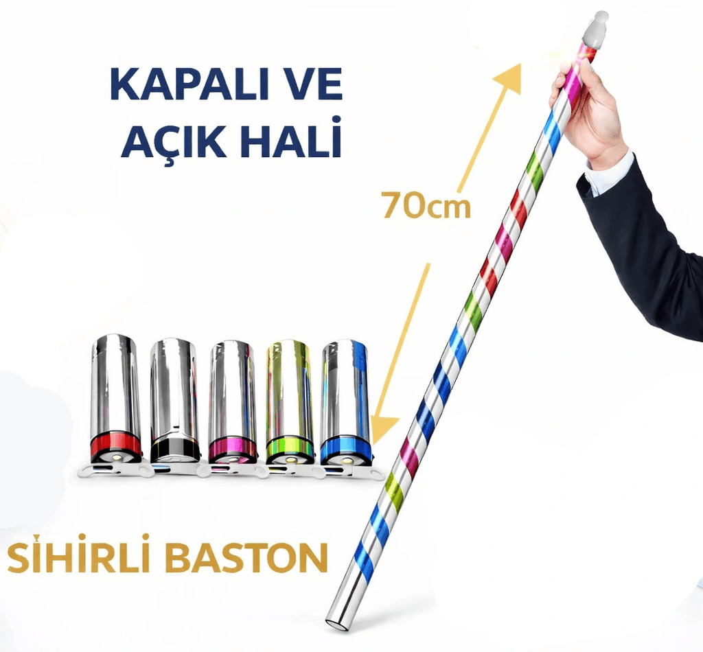 Sihirli Açılır Baston - Mendilden Bastona İlizyon Oyunu (70 Cm)