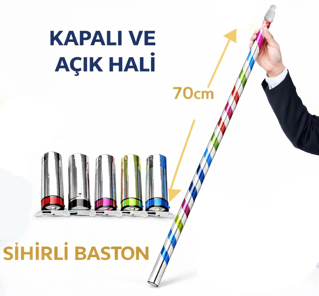 Sihirli Açılır Baston - Mendilden Bastona İlizyon Oyunu (70 Cm)