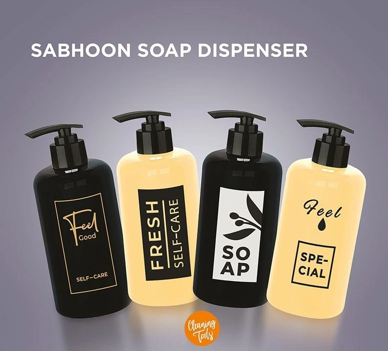 Sıvı Sabunluk Yuvarlak Plastik Pompalı 500 Ml - Siyah