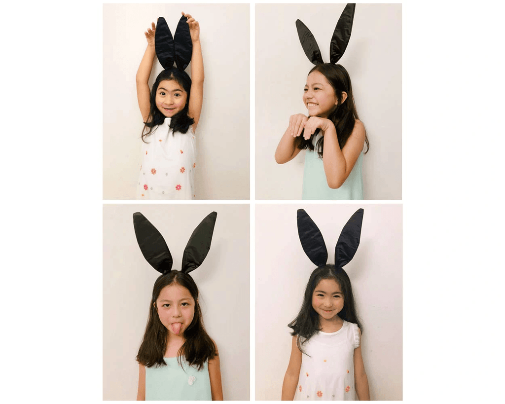 Siyah Renk Saten Kaplama Şekil Verilebilir Tavşan Kulak Taç 35x11 Cm