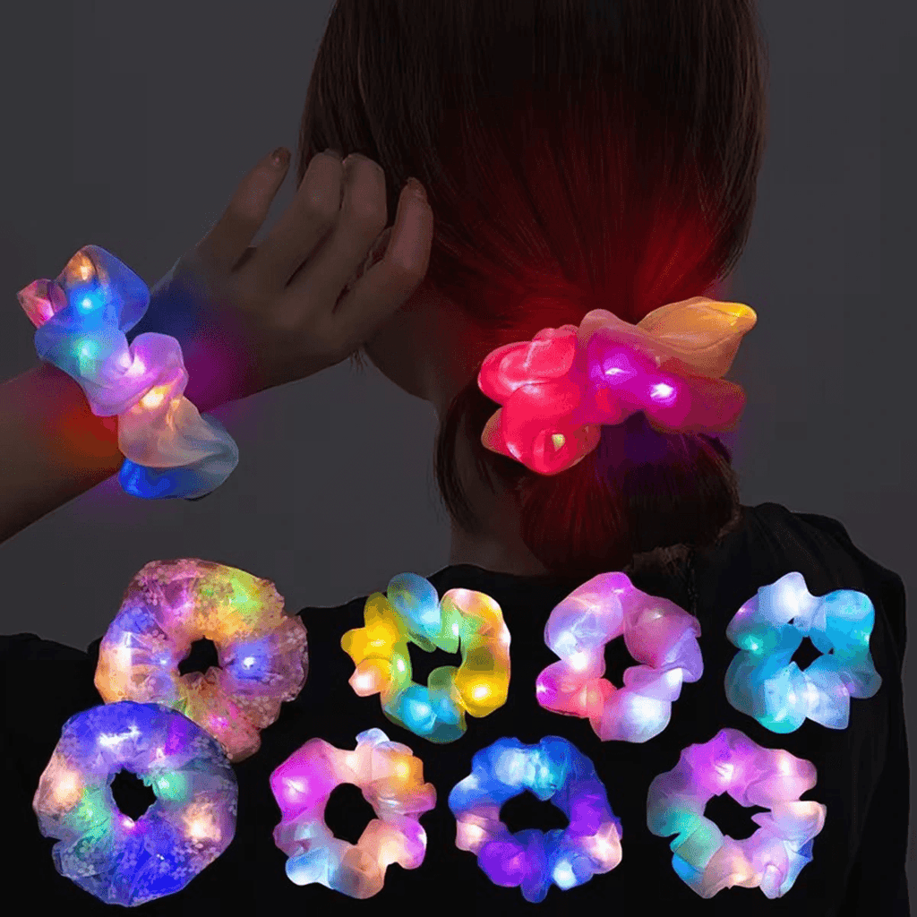 Soft Mavi Renk Led Işıklı Lastikli Saç Tokası - 3 Modlu Festival & Parti Saç Tokası