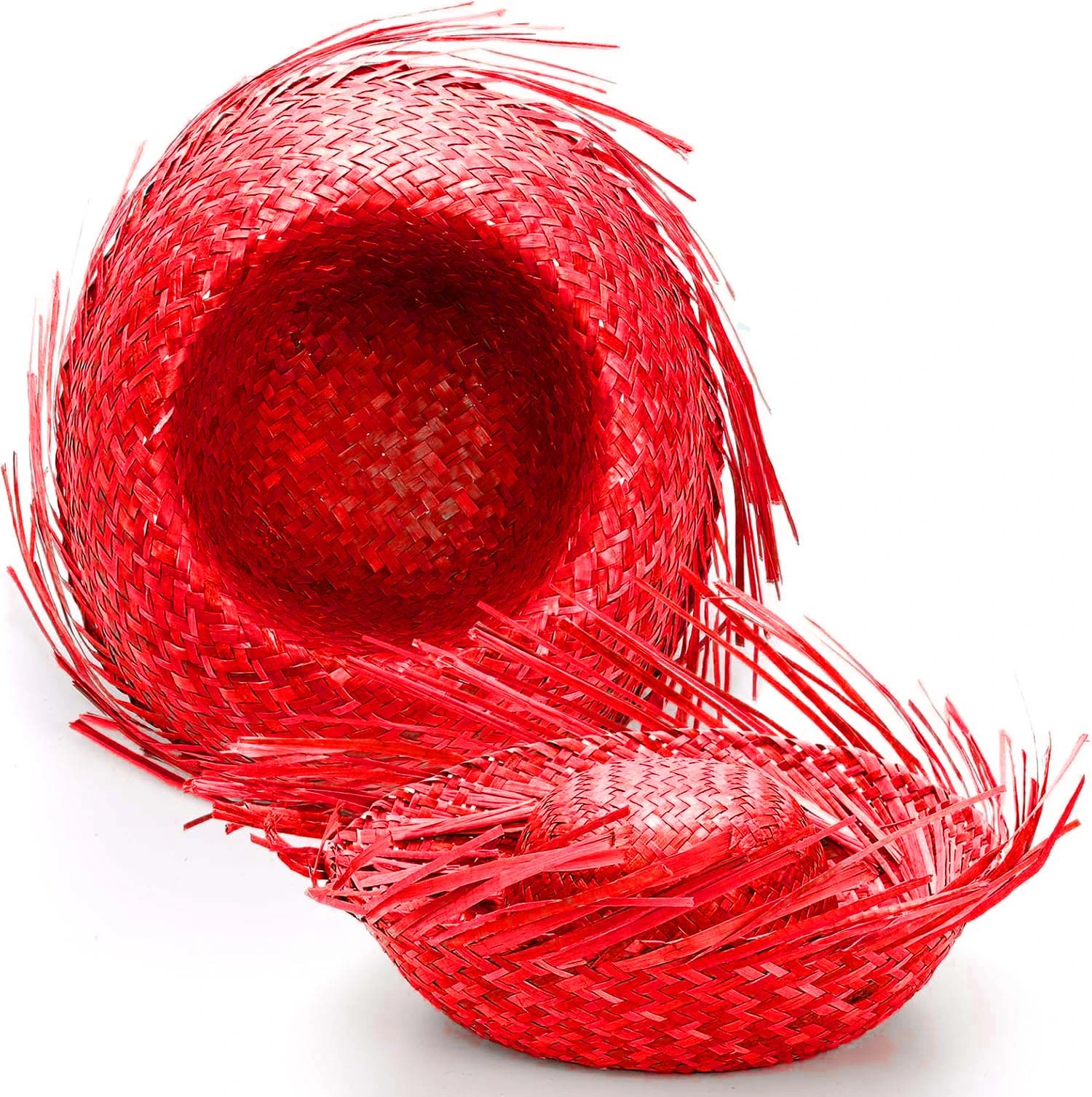 Tropikal Parti Kırmızı Hasır Hawaii Şapkası 13x36 Cm