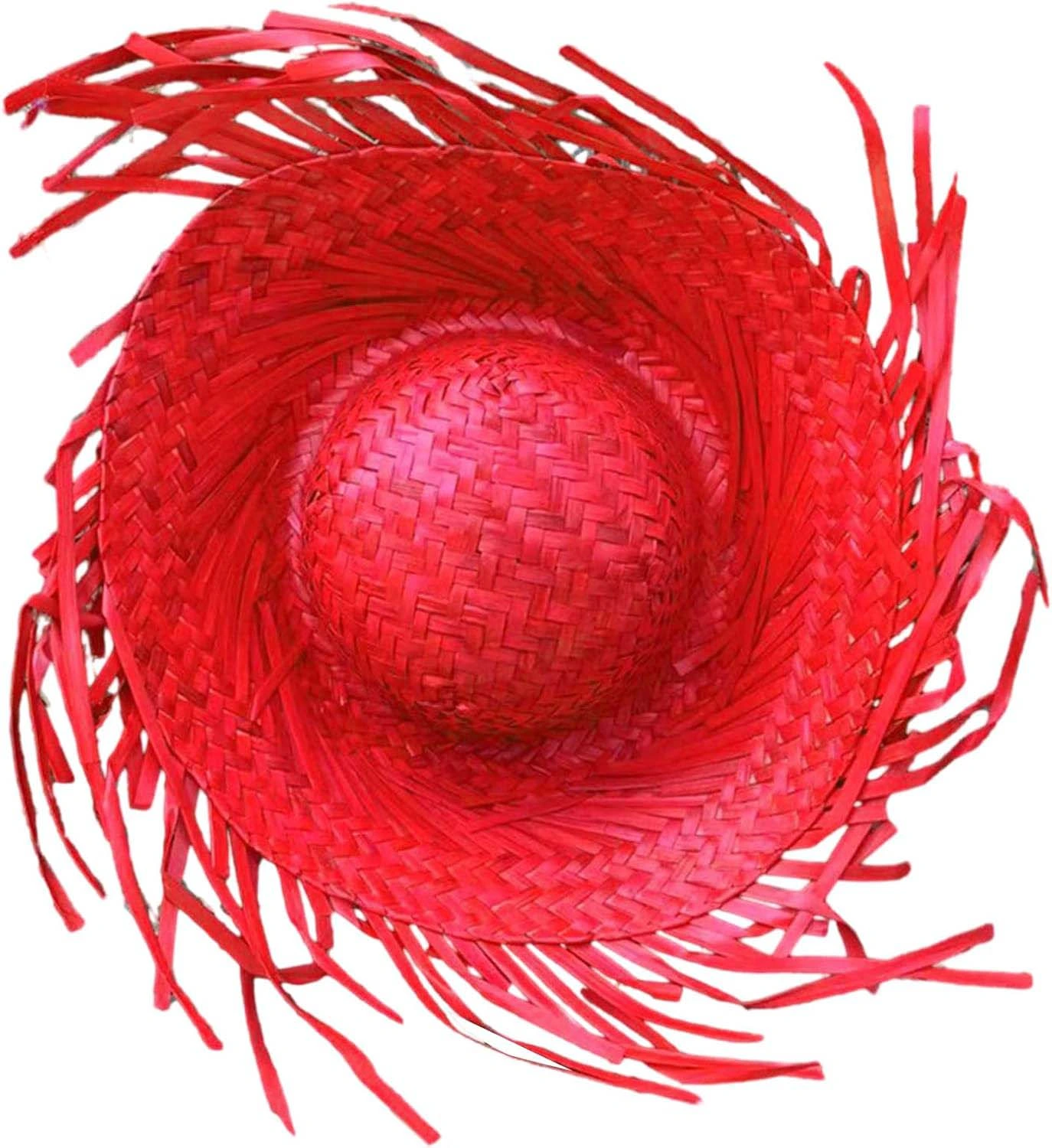 Tropikal Parti Kırmızı Hasır Hawaii Şapkası 13x36 Cm